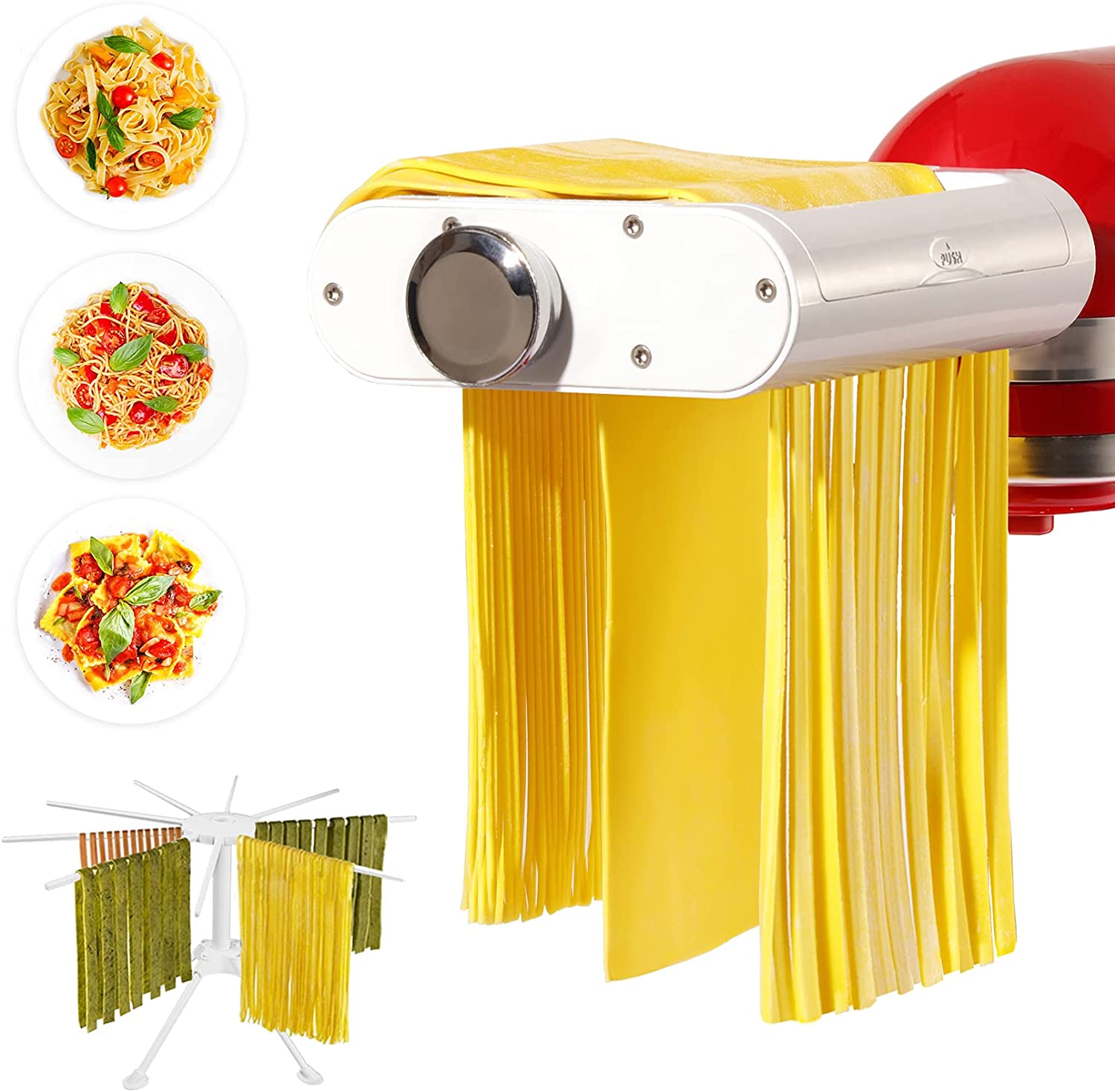 3-1 Pasta Maker Attachment for KitchenAid includes Pasta Sheet Roller attachment \u0026 Spaghetti Cutter \u0026 Fettuccine Cutter attachment